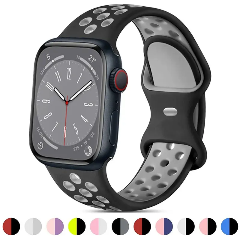 

Silicone Strap for Apple Watch Band 44mm 42mm 40mm 38mm 49mm 45mm Correa Bracelet IWatch Series 10 SE 9 8 7 Ultra 2 Accessories