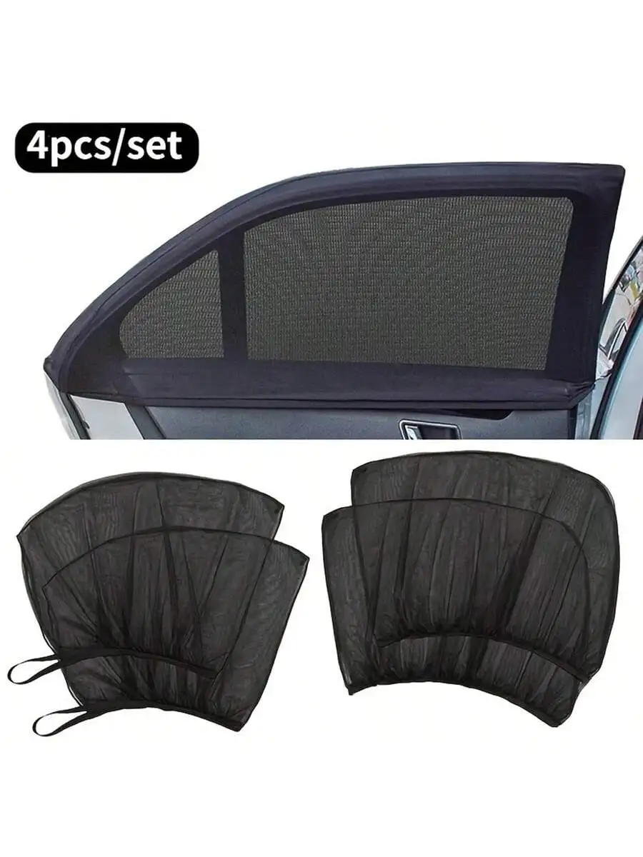 

4pcs/Set Car Windshield Sunshade, Front And Rear Window Ventilation Anti-Mosquito Uv Protection Mesh, Car Sunshade And Camping O