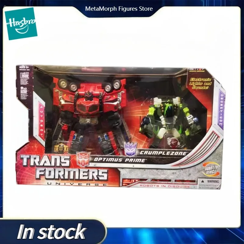 Original Hasbro Transformers Universe Optimus Prime Vs Crumplezone Action Toys Figure Collection Model