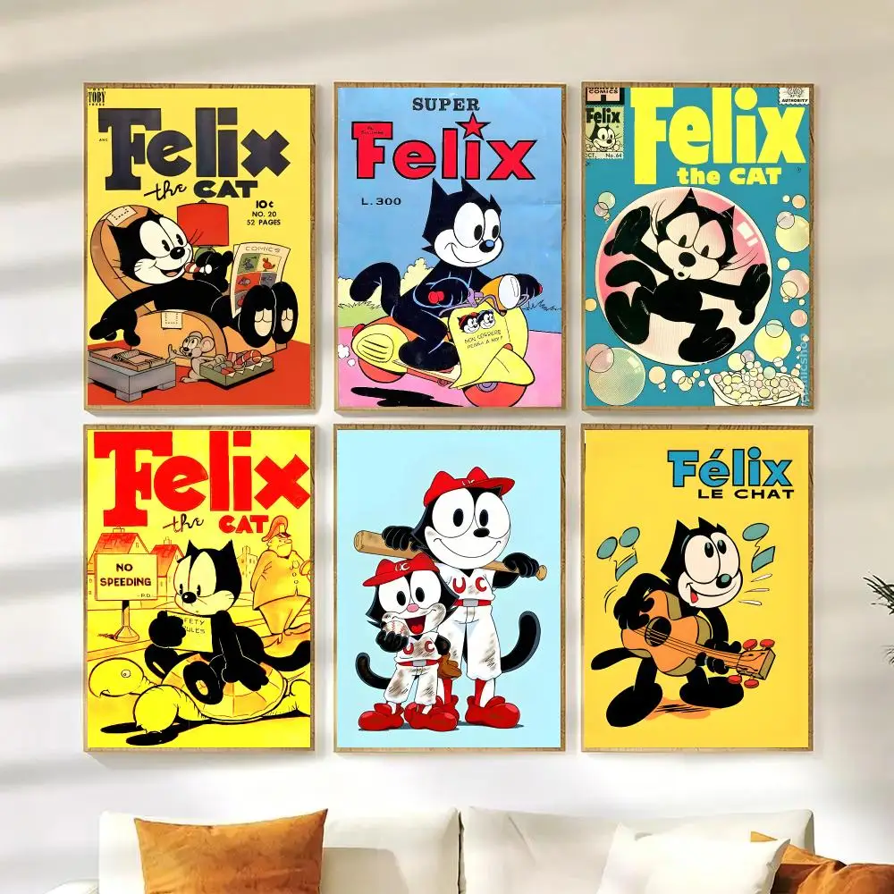 Felix The Cat Poster HD Wall Stickers Mural Self-Adhesive Decals Home Decor Bedroom Living Room Gift Idea