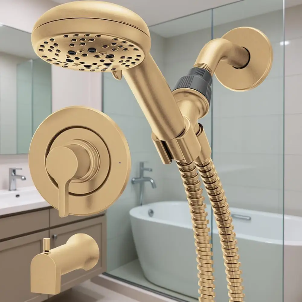 

Bronzed Gold Single Handle Tub and Shower Faucet with Handshower Included