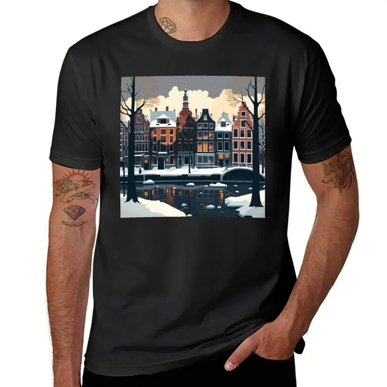 

Amsterdam in the Winter T-shirt anime clothes quick-drying t shirt men