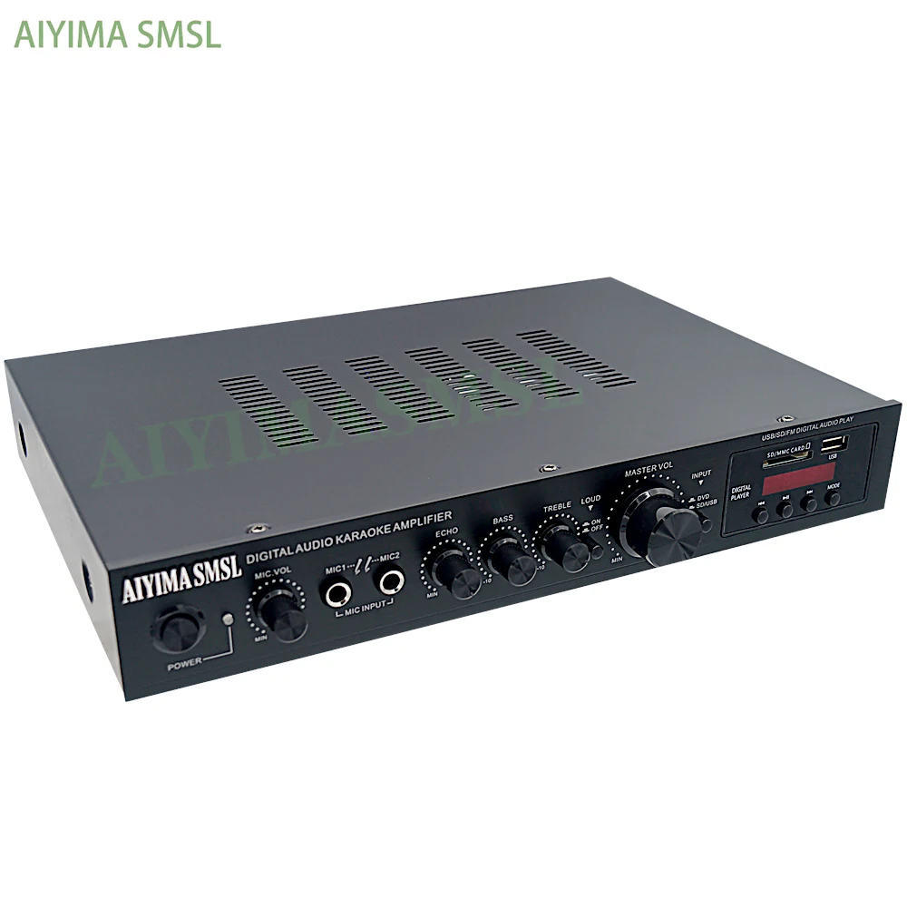 AIYIMAV SMSL Amplifier Karaoke USB SD Bluetooth Remote Control 300W 5.1 Stereo Surround Sound Home Theater HiFi Amplifier