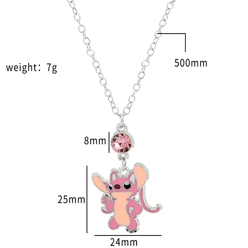 Disney Stitch Necklace with Chain Alloy Silver Crystals Rhinestone Goth Pendant Jewelry Valentine Day Gift Stitch Keychain Metal