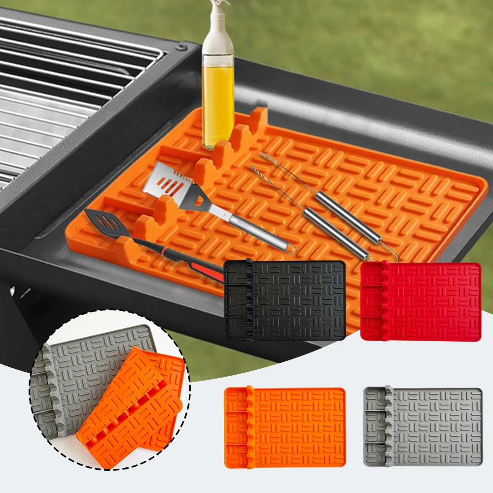 Silicone Bbq Protective Mat High-Temperature Resistance Storage Pan Reusable Multipurpose Cookware Holder For Kitchen Cooking