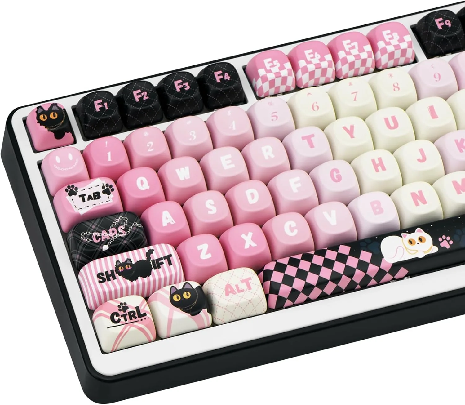 

130 Keys Cat Keycap Black Pink MOA Profile PBT Keycap Compatible 61 68 75 87 98 104 108 keyboard Girl Birthday Gift
