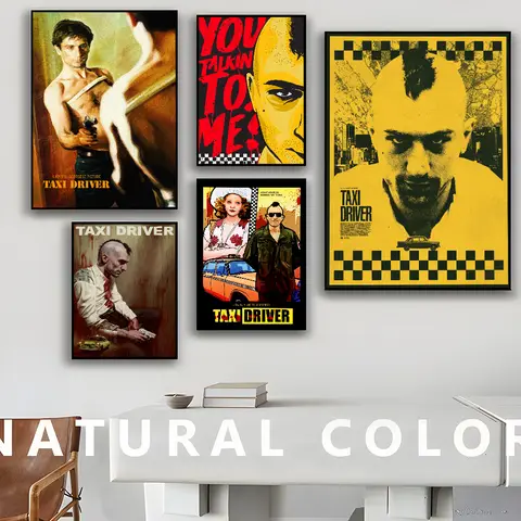 Klassisk amerikansk kriminalthriller, taxichaufför, vitboksaffisch, HD-kvalitet, väggkonst, målning, arbetsrum, väggdekor 6 best sales taxichaufför - №4