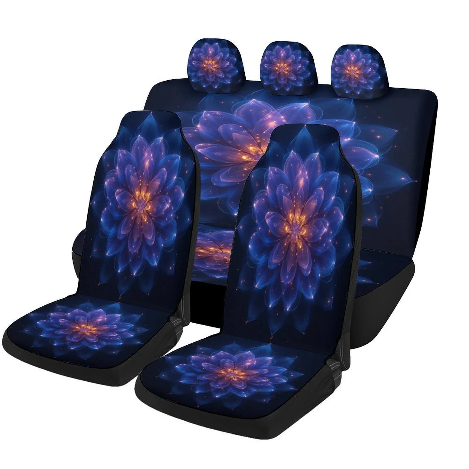 

Glowing For Lotus Designed Car Seat Cover Set For Most Cars, Trendy Novelty High-quality Car Seat Protector Covers Full Set, Uni