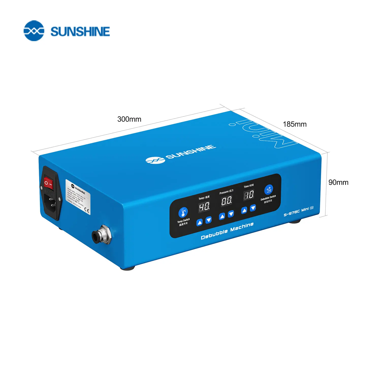 SUNSHINE S-978C Mini V2.0 Entschäumungsmaschine, 7 Zoll Digitaler Druckregler-Entblasenentferner für Flache und Gebogene Handybildschirm-Reparaturwerkzeuge – Detail 8