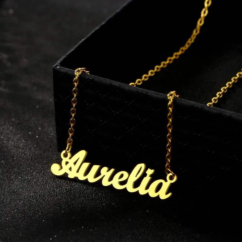 SGMAN Custom Stainless Steel Cut Steel Plate Letter Necklace DIY Personality Name Clavicle Chain Necklace Accessories