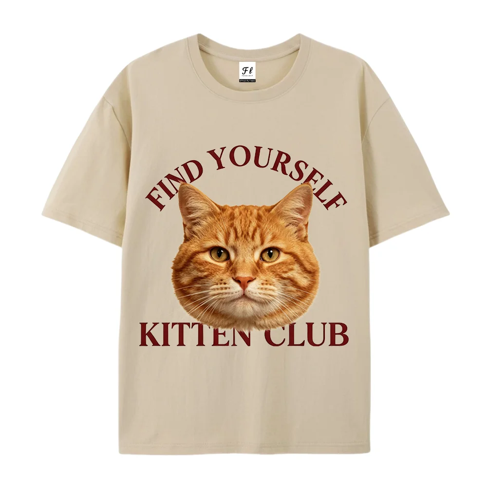 Cute Cat Graphic Shirt Retro Funny Fashion Print Crew Neck Cotton Casual Short Sleeve Tee Cat Lover Aesthetic Streetwear Gift
