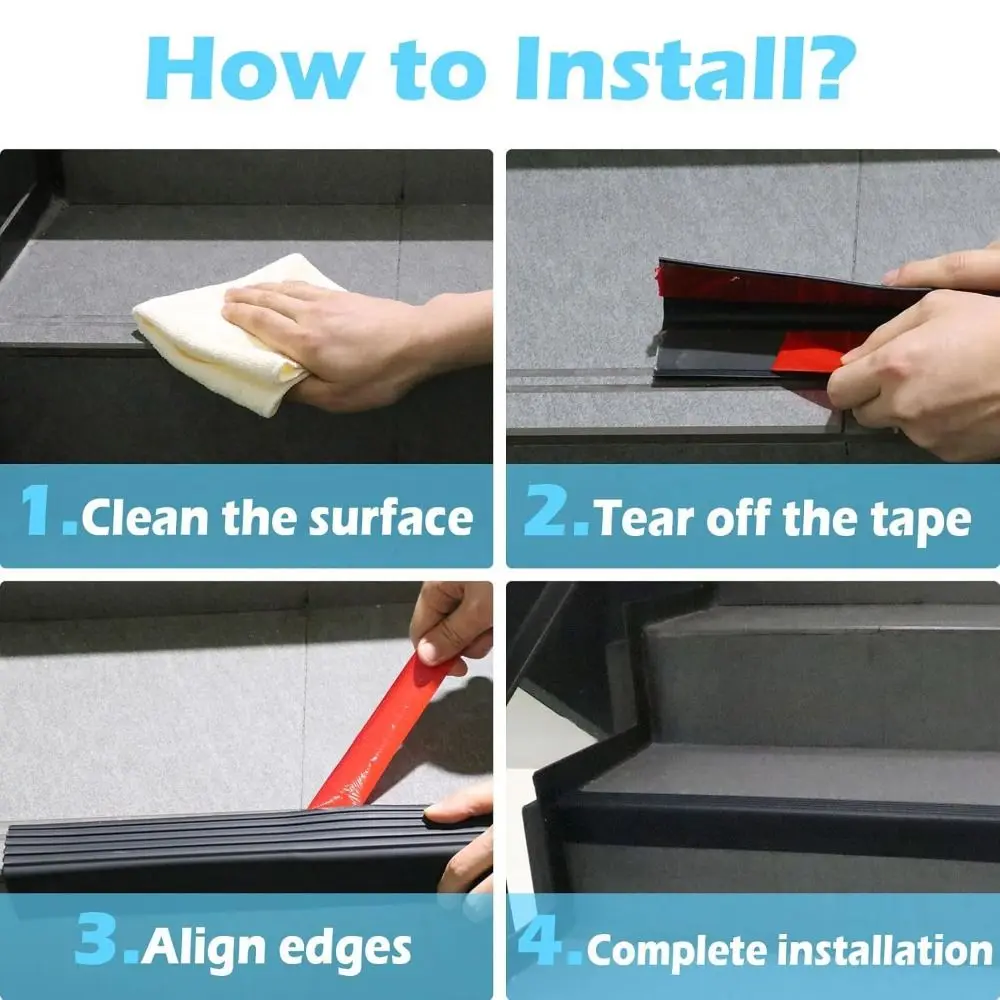 High Quality 100cm Stair Safety Strip Self-Adhesive Non-Slip Stair Edge Protector Flexible Corner Trim Indoor Outdoor