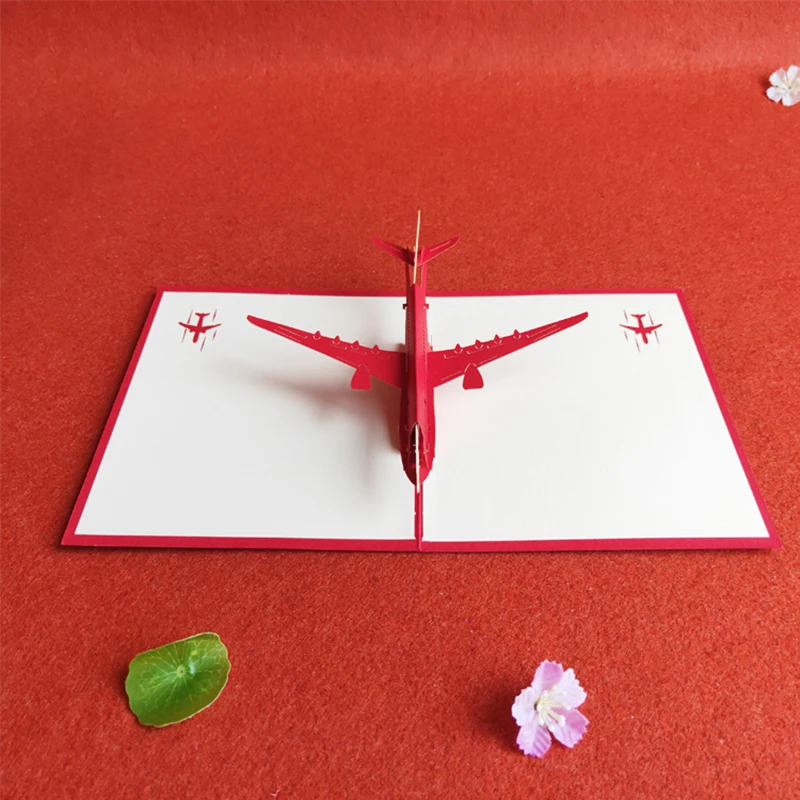 3D Flugzeug Stil Grußkarte Party Einladungskarten Modell Dekoration Papier Schnitzen Falten DIY Festival Sammeln Versorgung TMZ – Detail 8
