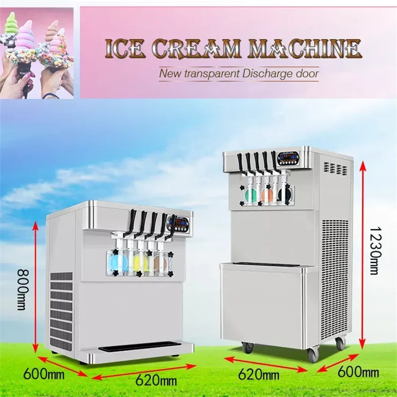 50-55L/H High Capacity Vertical Yogurt Ice Cream Vending Machine with 5 Flavors Automatic Ice Cream Maker Machines