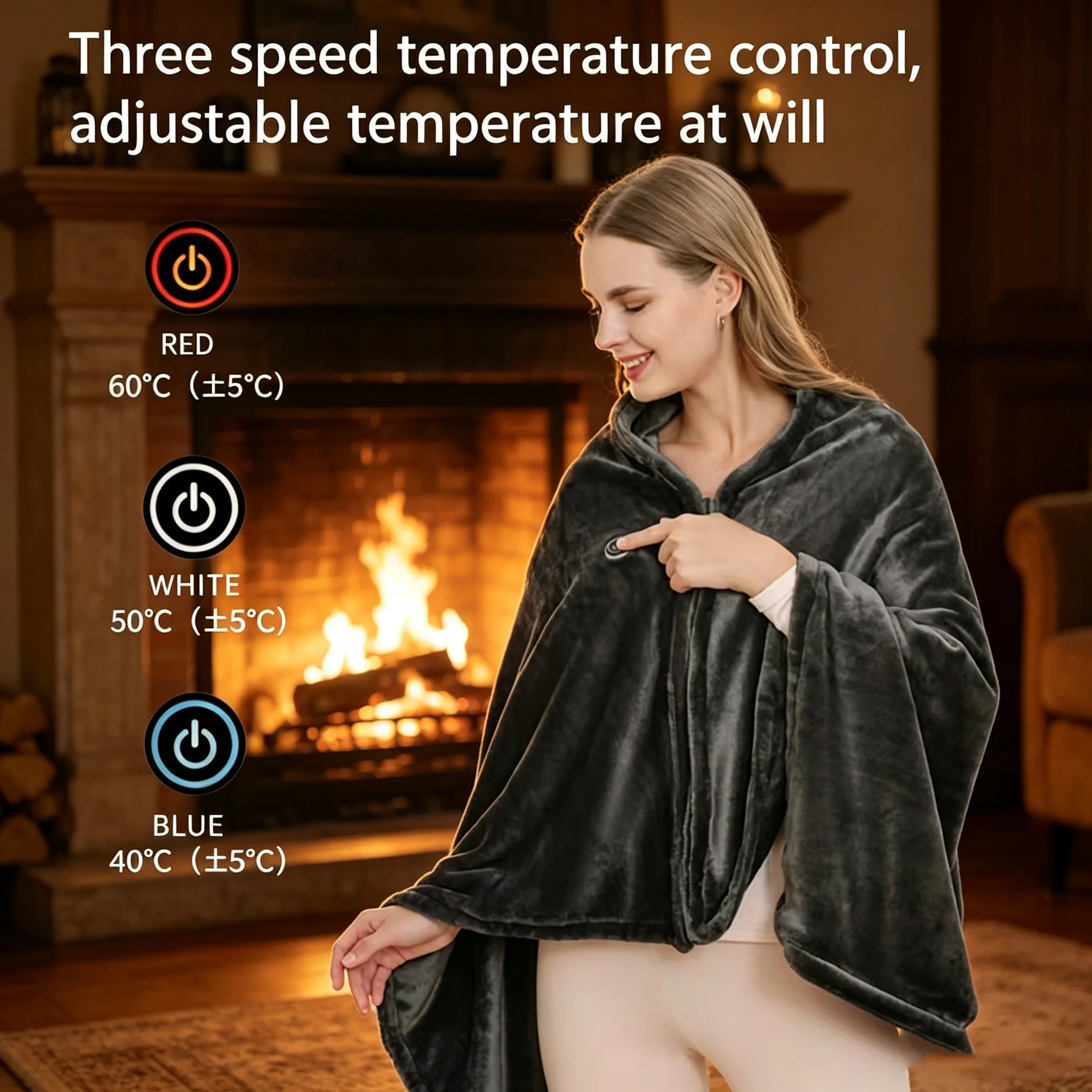 Electric blanket heating shawl with 3-speed temperature control USB heating blanket cold resistant and warm blanket