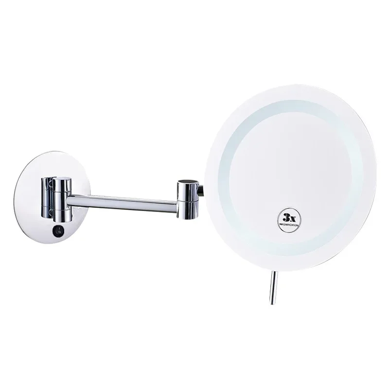 Toilet large round non-punching wall-mounted makeup mirror, beauty mirror, home girl fill light, makeup mirror