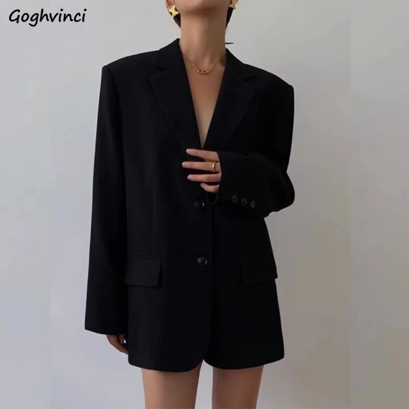 

Blazers Women Solid Simple Office Lady Vintage Cool Special Charming Korean Style Basics All-match Autumn Designed Defined New