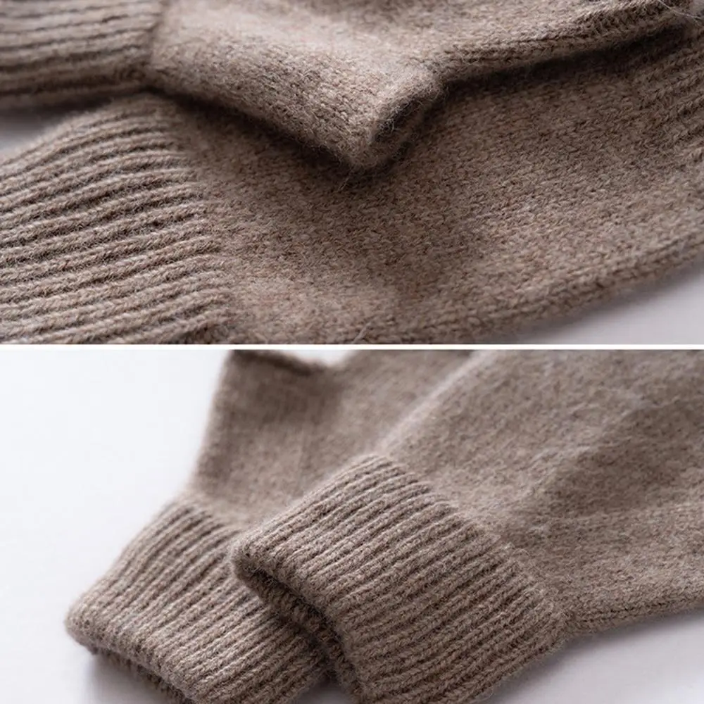 Picture 7: Winter 100% 100% Merino Wool Gloves Knitted Fingerless Gloves Outdoor Thermal Half Finger Mittens Keep Warm Cashmere Mittens