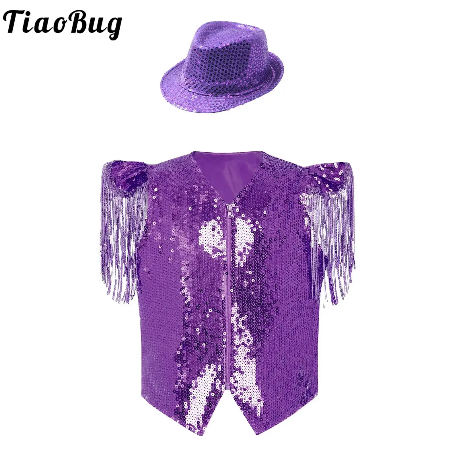 

Детские костюмы для джазовых танцев для мальчиков и девочек: танго, самба, ча-ча-ча, с бахромой, рукавами-крылышками, на молнии, с пайетками, жилет и шляпа с пайетками