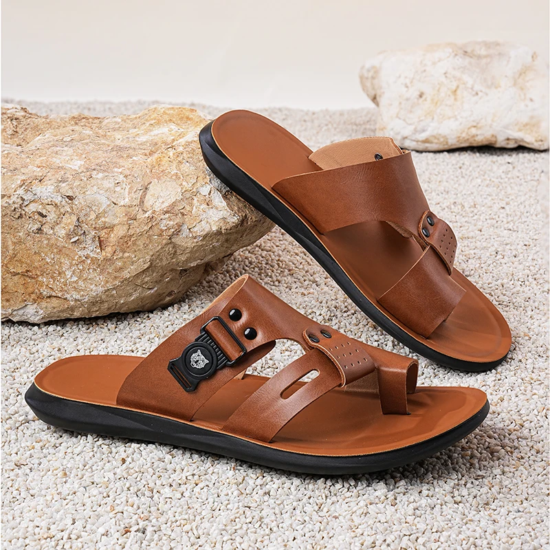 

Large Size 38-48 Mens One-line Casual Slippers High Quality Home Non-Slip Slipper Business Outdoor Original Casual Beach Sandals