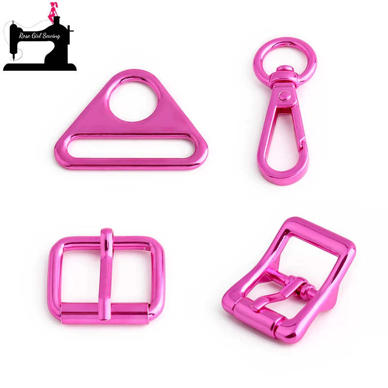 

5/40/100PCS Pink Metal Tri Glide Buckle Bag Strap Adjustment Hooks For Purse Trigger Clasps Triangle Ring Buckle Accessories