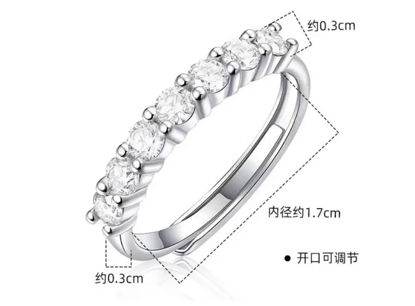 Real Moissanite Ring 925 Sterling Silver Diamond Eternity Band Engagement Wedding Rings for Women Luxury Quality Jewelry