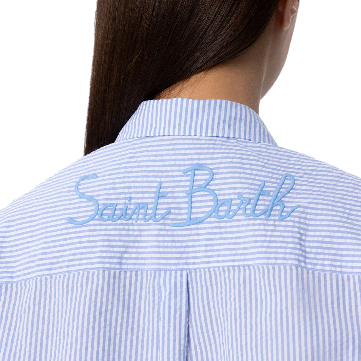 Saint Barth Women's Shir Women's Loose OL Shirt Retro Solid Color Casual Striped Hlouse Fashion Design Temperament 2024 New Top