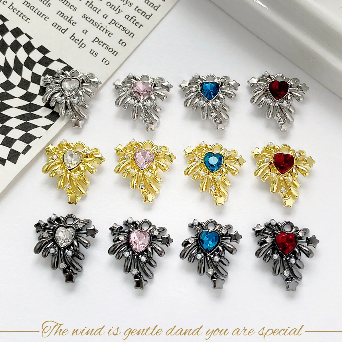 

10 шт. Hadnamde любовь сердце ювелирные изделия кулон разъемы звезда черный серебристый цвет кулон подвески Diy аксессуары для изготовления ювелирных изделий