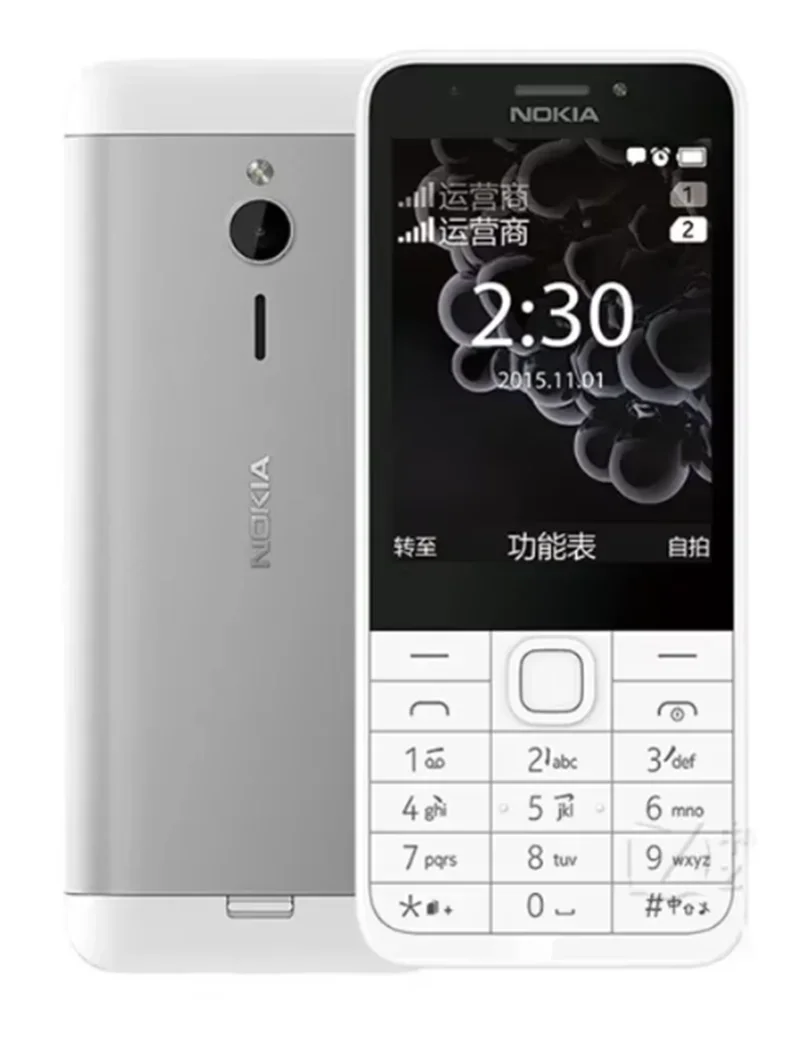 Nokia 230 Versione Dual Sim multilingue con fotocamera frontale Batteria da 1200 mAh cellulare Tastiera araba Telefono usato