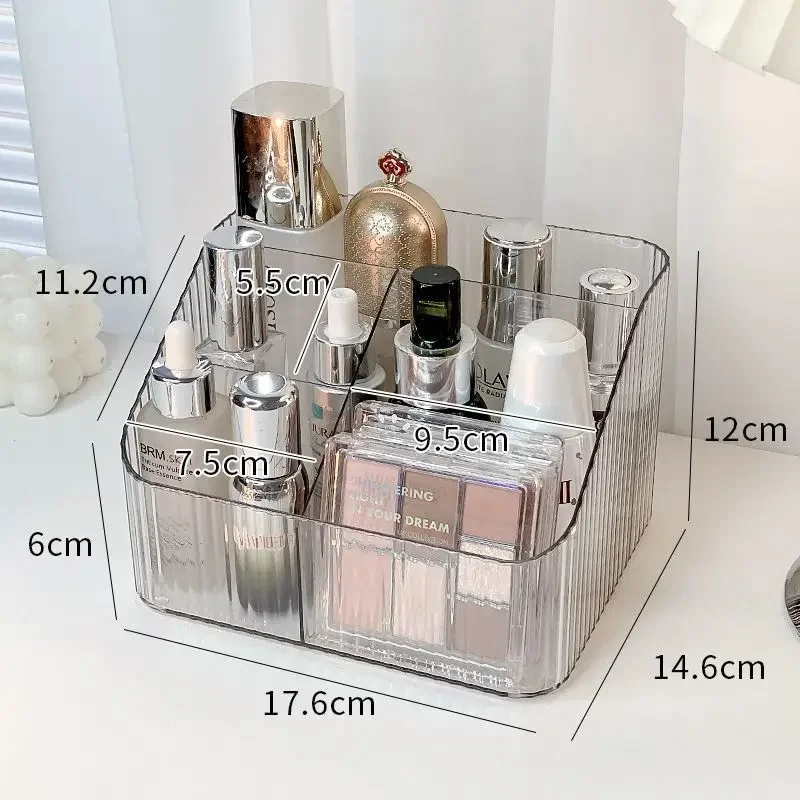 New Large Capacity Makeup Brush Holder 3 Slot Cup Vintage striped Make Up Brush Holder for Vanity Decor Bathroom Desk Storage