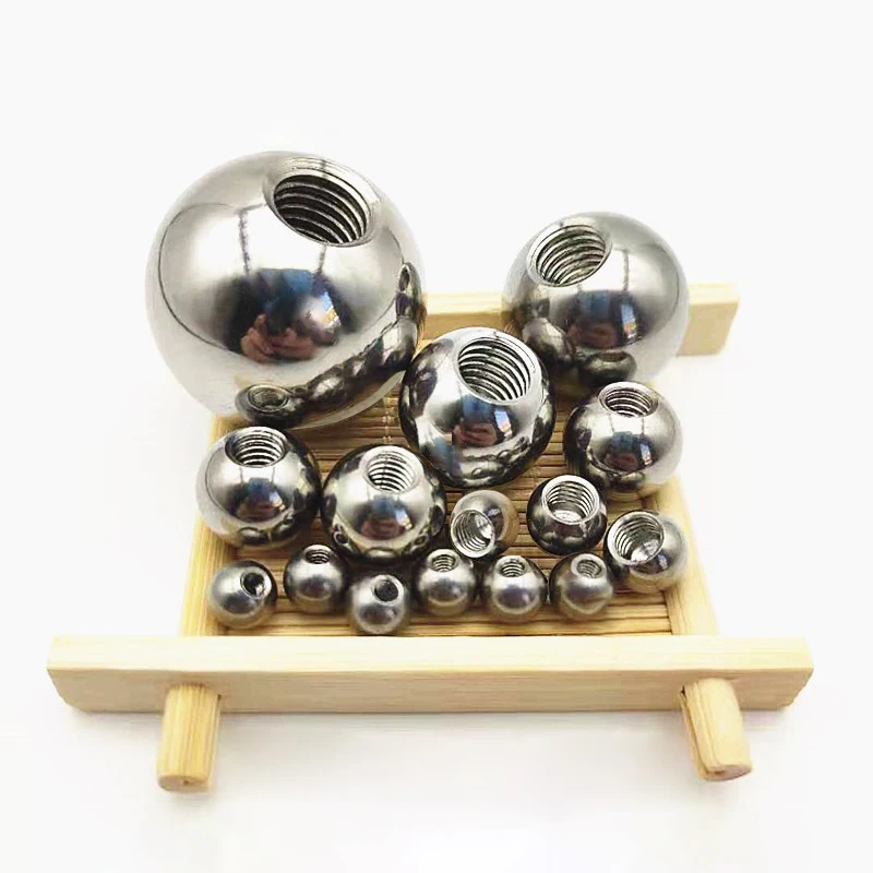 1PCS M4 M5 Thread Half Hole Metric Thread Stainless Steel Drilling Balls Female Thread Blind Hole Steel Ball Bead OD 6mm-60mm