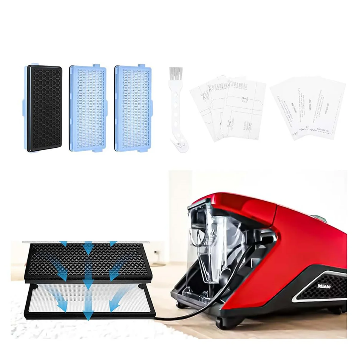 Replacement Filters for Miele Vacuum Cleaners Compact C1&C2, Complete C2 & C3,S8340, S8360,HEPA Motor Protection Filters