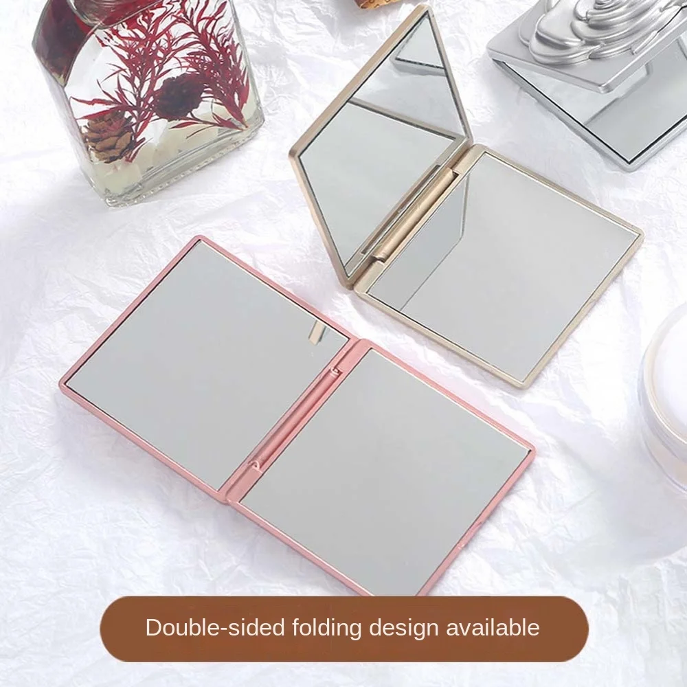 Mini Square Fold Makeup Mirror Easy to Carry Rose Flower Pocket Makeup Mirror Double-sided Light Weight Vanity Mirror