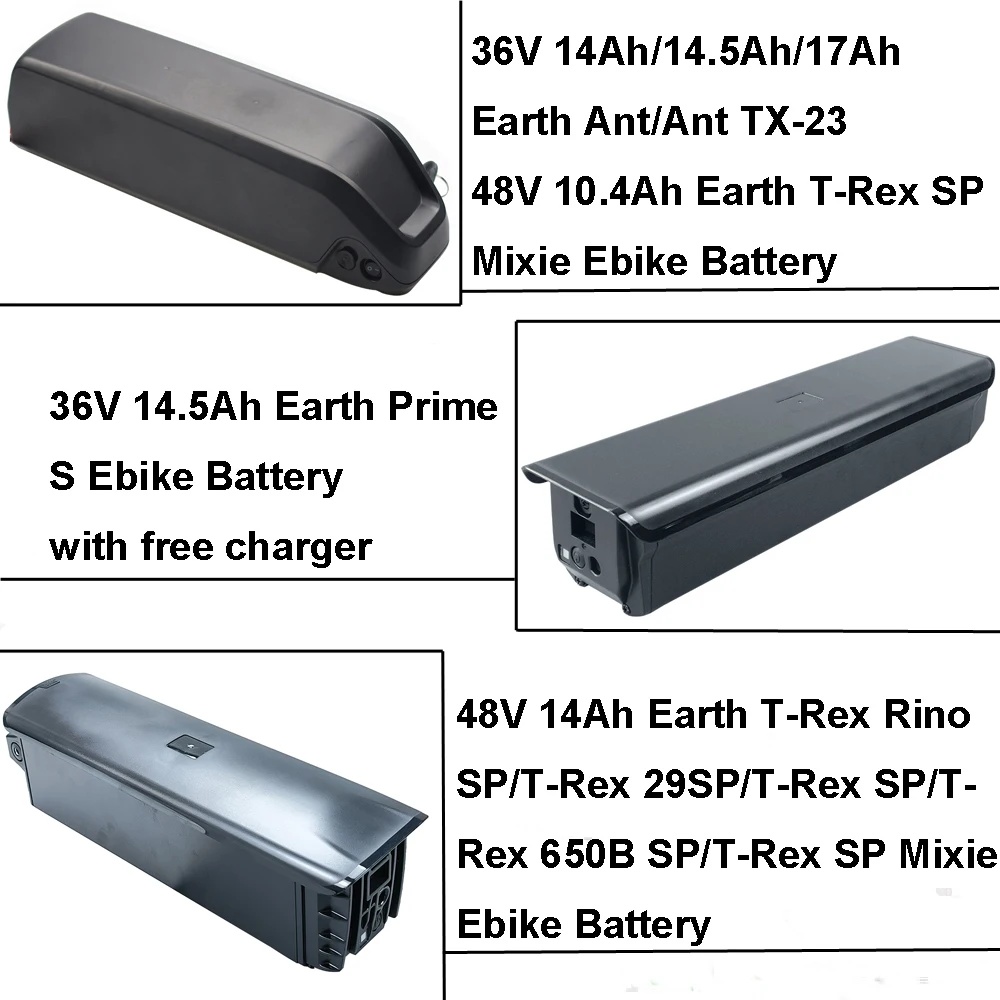 

Ebike Li-ion Battery 36V 13Ah 14.5Ah 17Ah 48V 10.4Ah 14Ah for Earth Ant TX-23 Prime S T-Rex Rino 605B SP Mixie Electric Bicycle