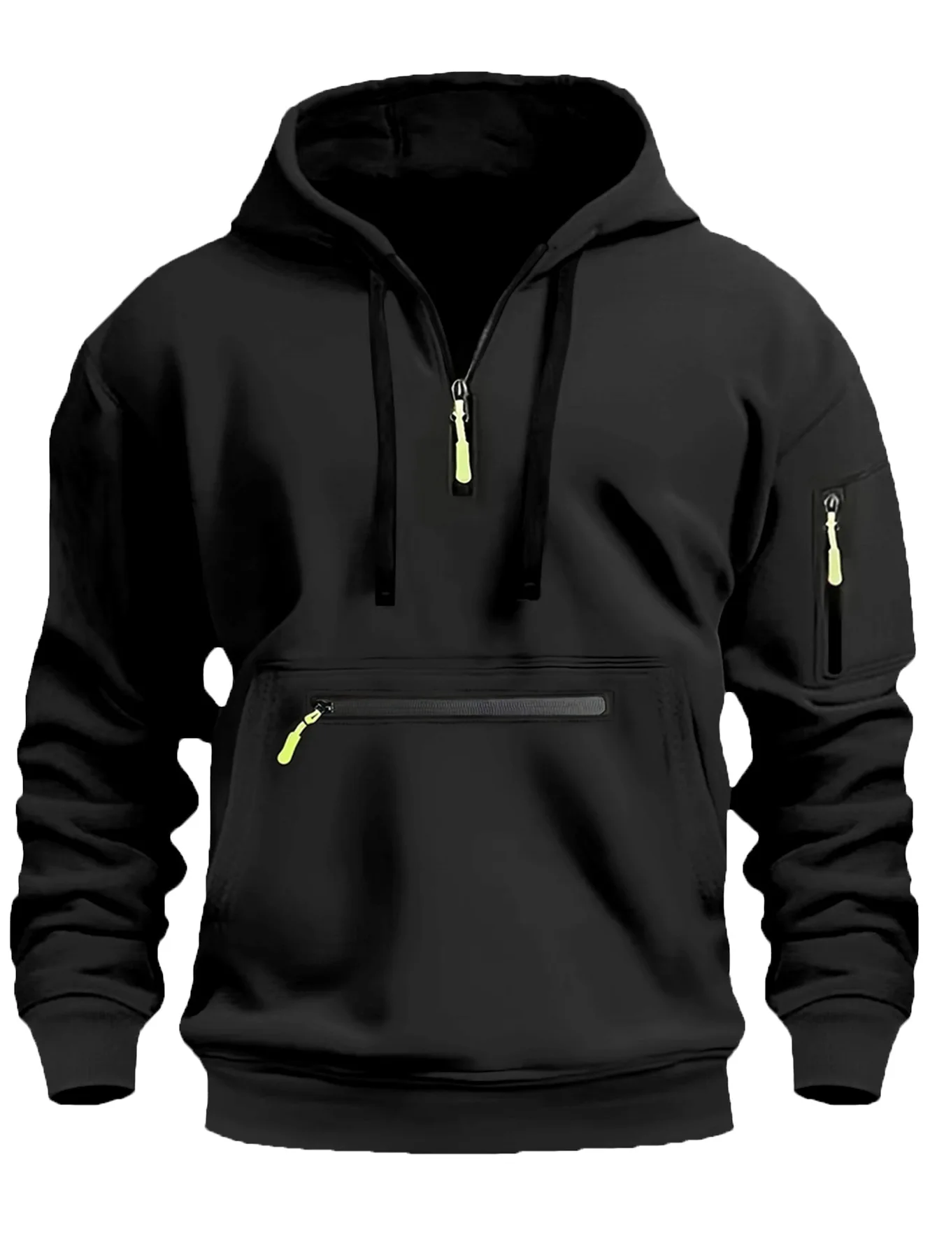 Winter Fleece Warm Multi-zip Arm Pockets Casual Outdoor Running Camping Fishing Sports Professional Men's Hoodie Men Winter Wear