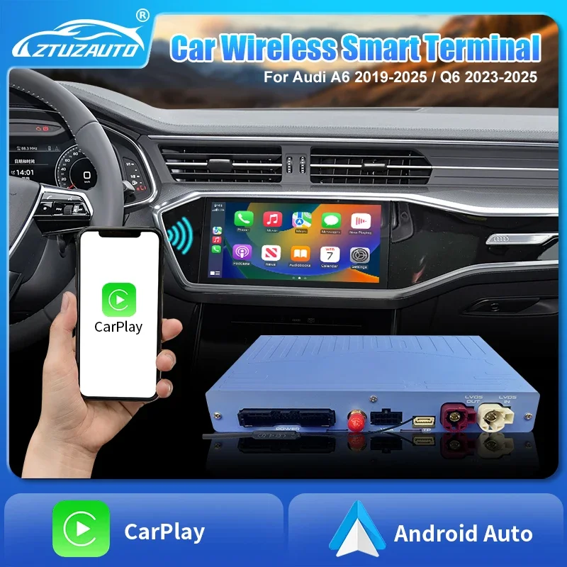 

Беспроводной AI-бокс CarPlay для Audi A6 Q6 MIB3 2019-2025 с поддержкой Android Auto, камер переднего и заднего вида, Mirror-Link, модуль для дооснащения