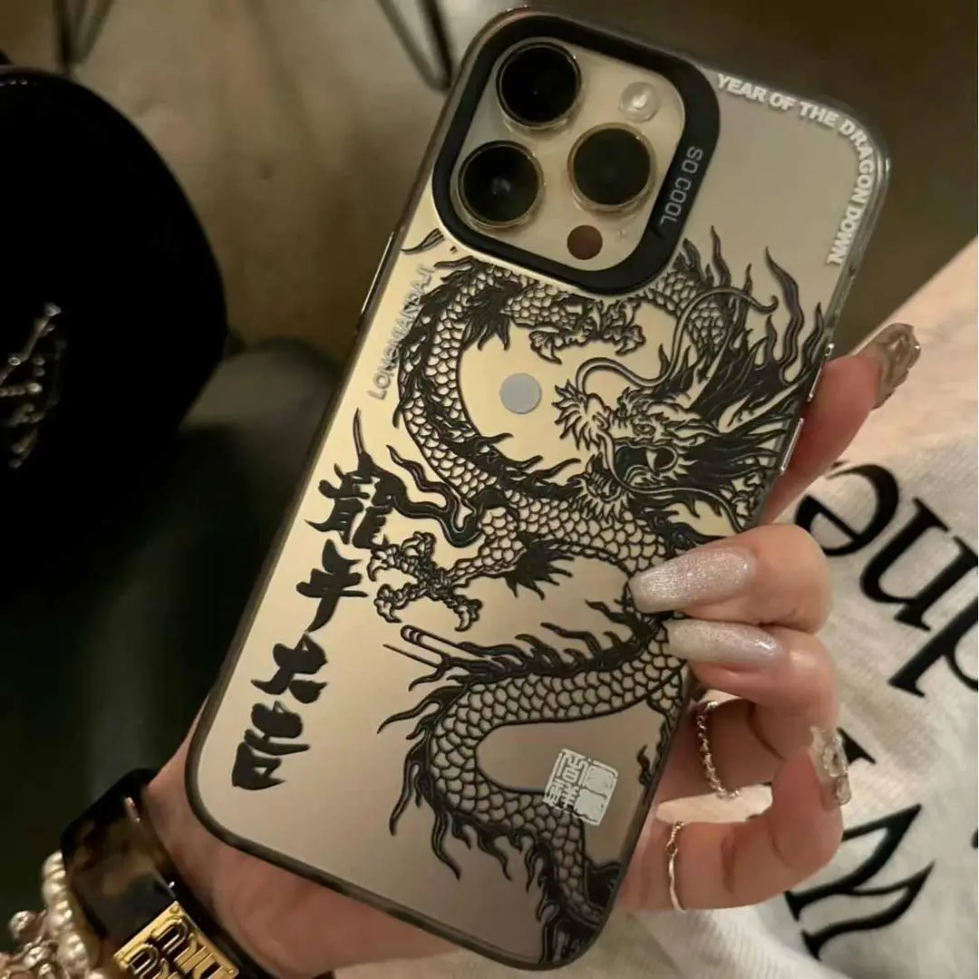 Super Cool Chinese Loong Phone Case For iPhone 17 16 15 14 13 12 11 Pro Max XR XS MAX 7 8 PLUS MINI INS Luxury Matte Cover