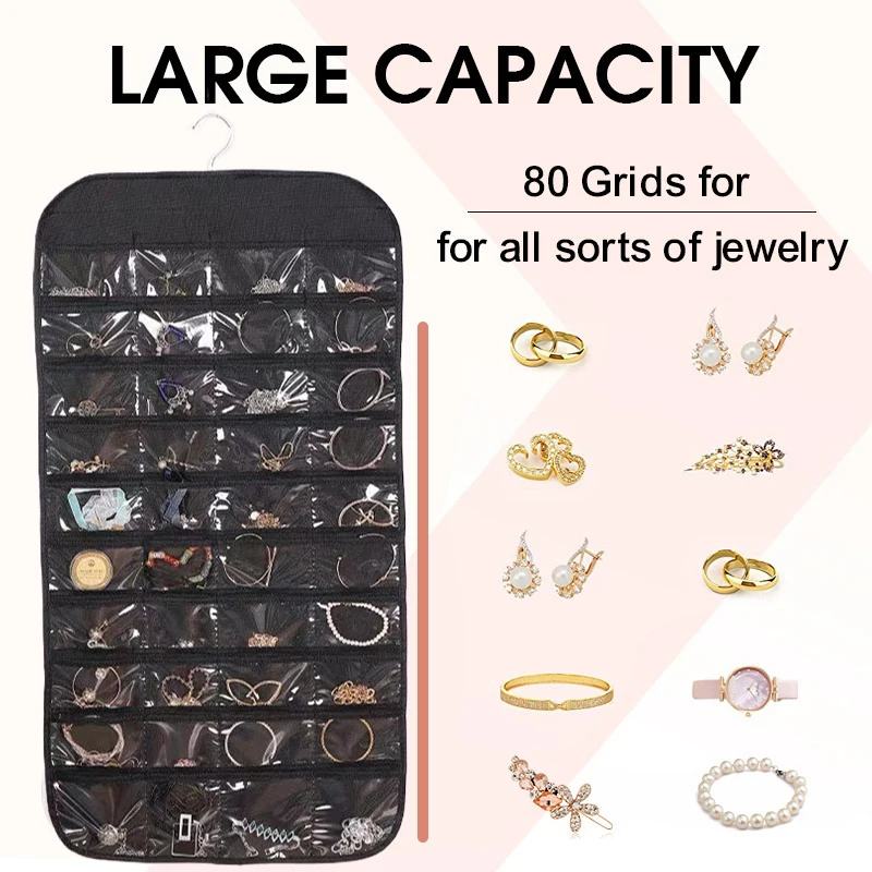 Double-sided Hanging Storage Bag Jewelry Rack Necklace Bracelet Earrings Ring Jewelry Storage Bag Jewelry Display Stand