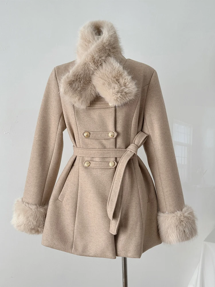 Women's Woolen Overcoat Fashion Warm Lapel Coat Winter Jacket Female Outerwear Vintage New in Coats & Jackets 2000s Clothes 2024