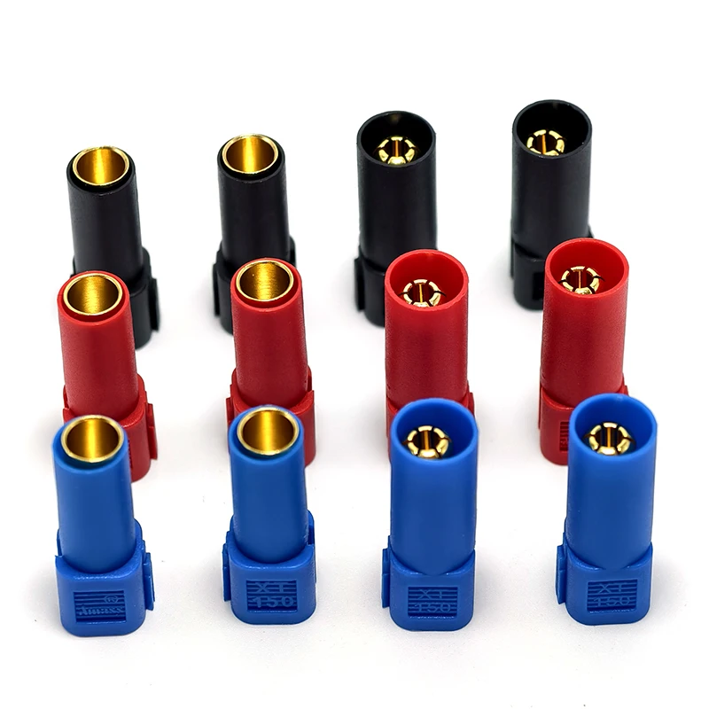 

1pair XT150 6mm Bullet Connector Adapter Plug Set Male Female 130 High Rated Amps for FPV Racing RC LiPo Battery