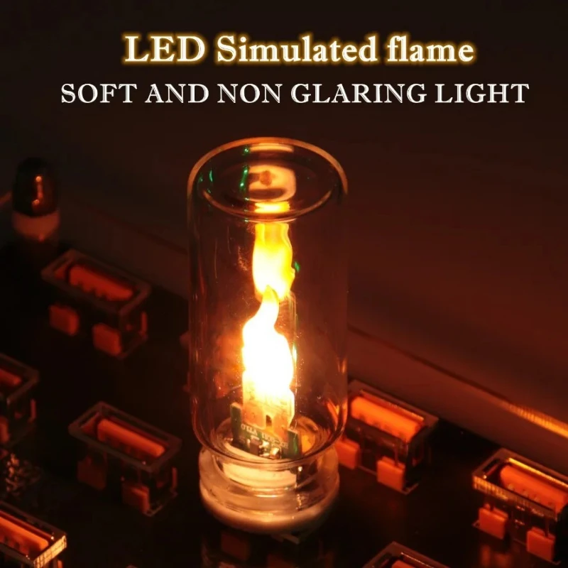 Luz Noturna USB LED Tipo Chama com Vidro Fosco Transparente, Luz Dinâmica Cintilante para Iluminação de Ambiente em Carros e Lâmpada para Casa