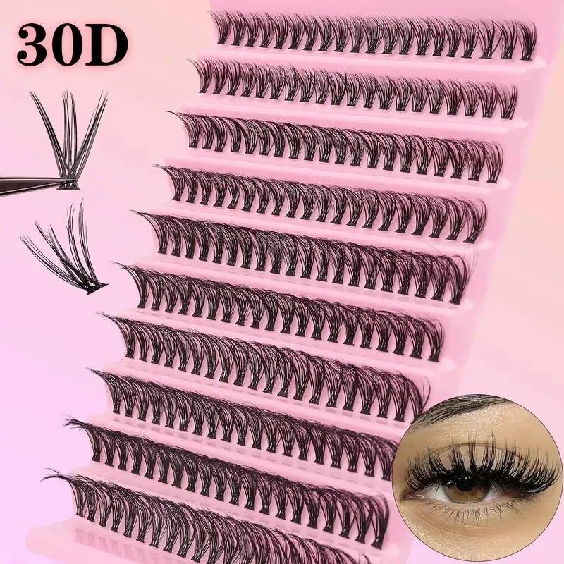 200Pcs DIY Personal Lashes 40P Eyelash Cluster Natural Look Wispy Lashes 9-16MM D Curly Hair Personal Clusters Lashes Fluffy