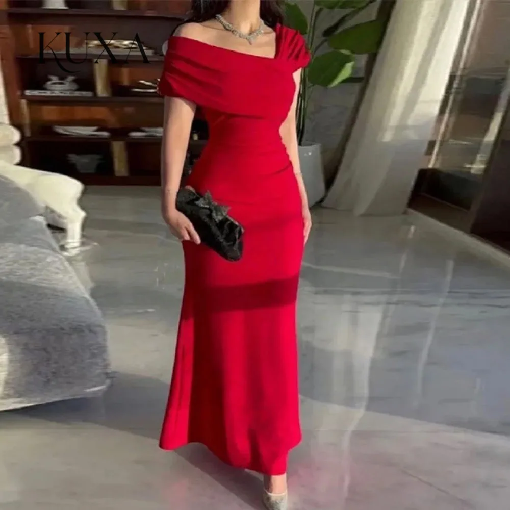 KUXA Customized Off The Shoulder Mermaid Evening Dress Women Prom Saudi Kuwait Party Gown for Wedding فساتين السهرة