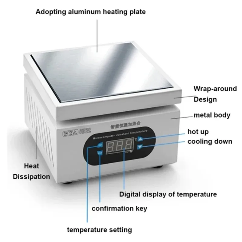 Stasiun Pemanas Digital 300*300Mm untuk Perbaikan PCB/LCD 1500W Platform Pemanasan Pelat Panas Elektronik dengan Kontrol Suhu