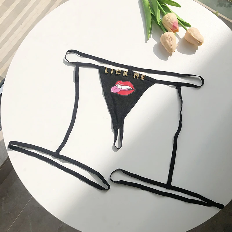 Customized Crystal Letters Garter G-String Bikini briefs Sexy Women Erotic Daddy Thongs Panties Girlfriend Hot Wife Gift