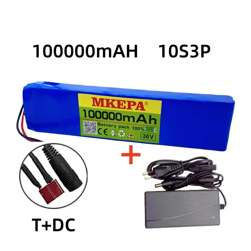 36V 100Ah 18650 Rechargeable Lithium Battery Pack 10S3P 1000W Power Modified Bicycle Scooter Electric Vehicle with BMS