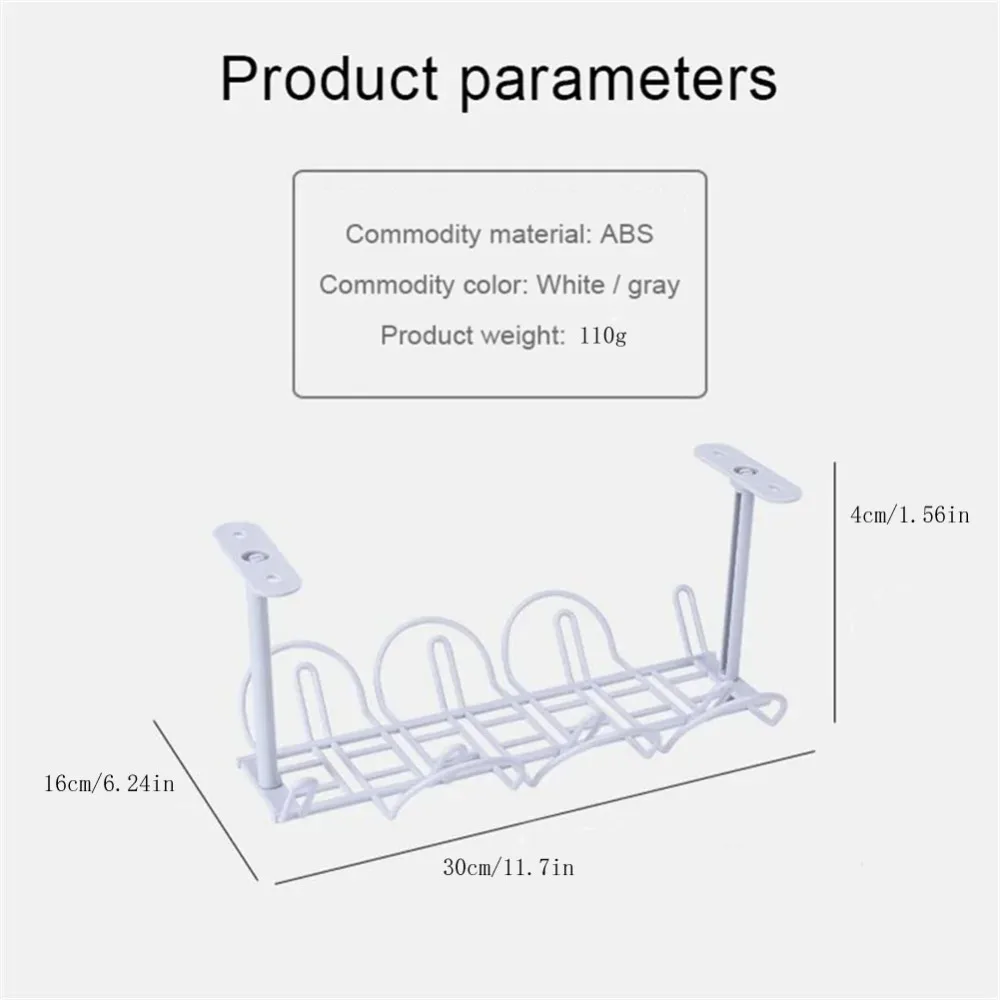 Desk Cable Management Tray Under Table Socket Hang Holder Power Strip Storage Rack For Offices Living Room Wire Cord Organizer