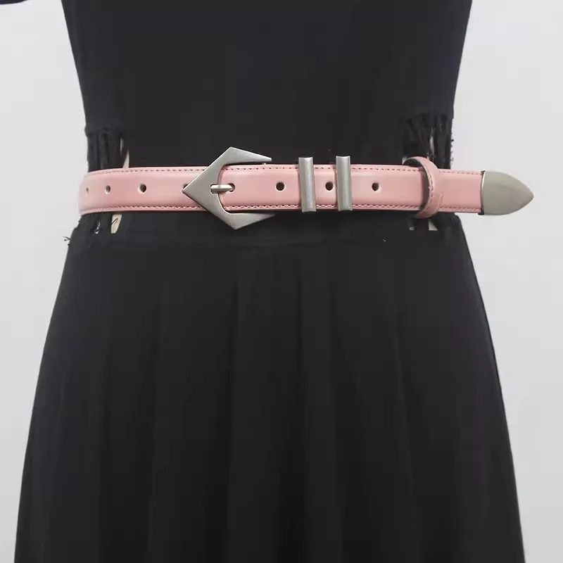 여성 활주로 패션 빈티지 정품 가죽 Cummerbunds 여성 드레스 코르셋 허리띠 벨트 장식 좁은 벨트 R1970