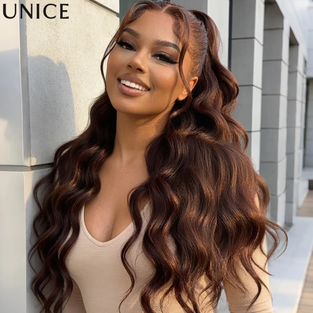 UNice Glueless Auburn/Red Brown 13x4 Pre-Everything & 7x5 Lace Wig Loose Wave Human Hair Wigs With Drawstring 150% Density
