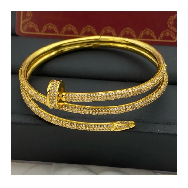 

New Classic Three-circle Full Diamond Nail Bracelet, High-end Light Luxury Bracelet